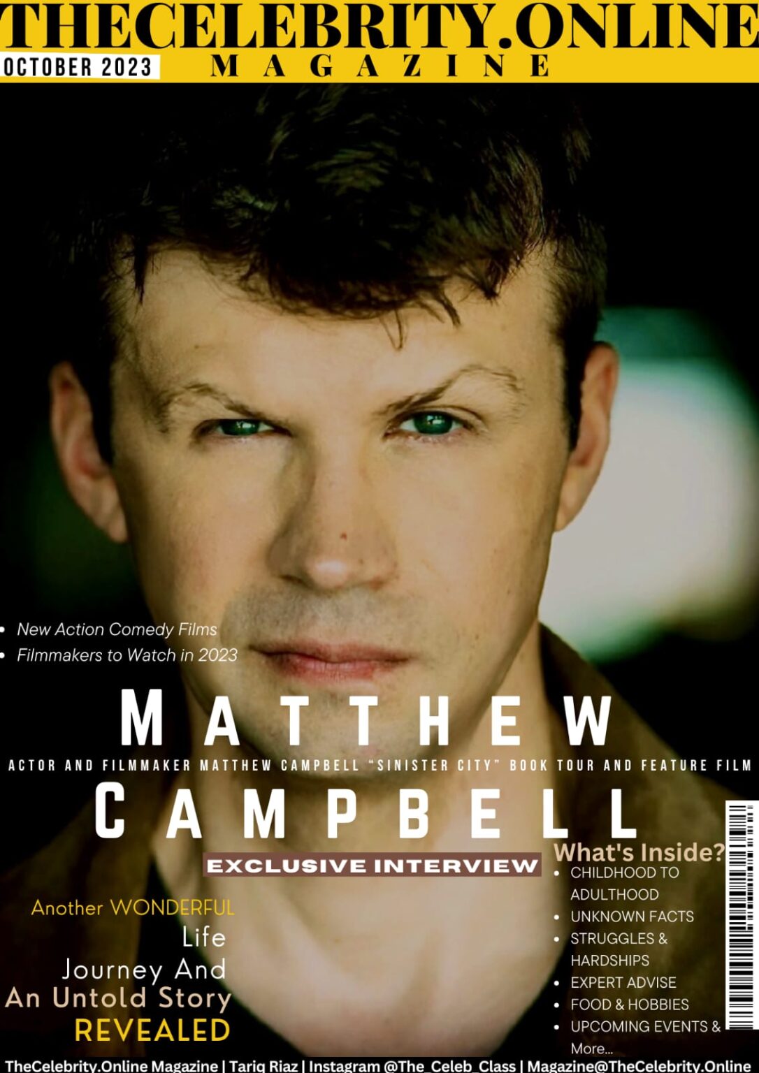 Actor and Filmmaker Matthew Campbell “Sinister City” Book Tour and 
